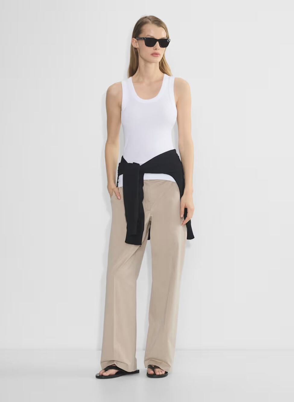 Motel Casual Pants XS Wide Leg Trouser Casual Khaki Tan 30" Inseam Flat Front